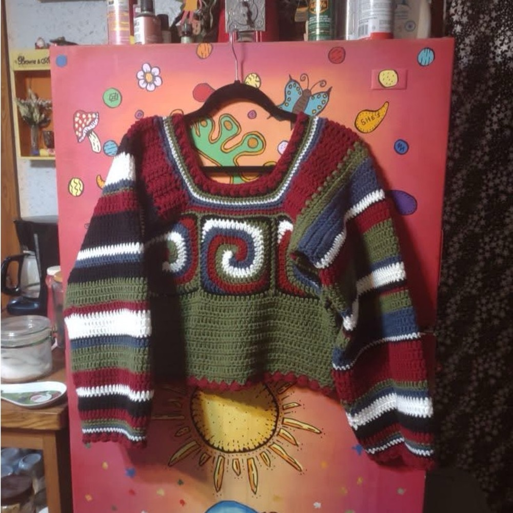 Handmade Multicolor Crochet Sweater
